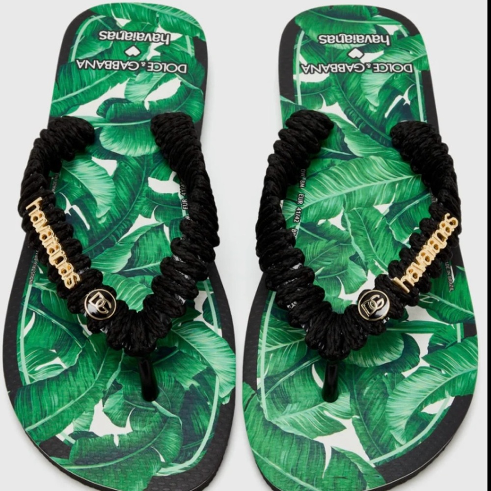 Dolce & Gabbana Tropical Green Flip Flops